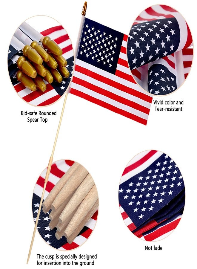 Uelfbaby 12 Pack 8x12 Inch American Flags on Stick, American Flags, USA Stick Flag with Handheld and Grounded Multi-Purpose Flagpole Design for Memorial Day, 4th of July, Veterans Day, Outside decorations - Image 2