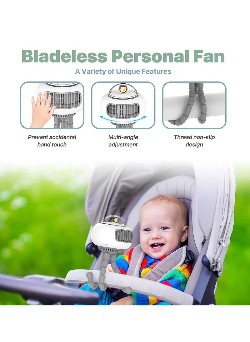 Portable Bladeless Fan Mini Handheld Fans, 4-Speed Options USB Rechargeable Battery Operated Fan