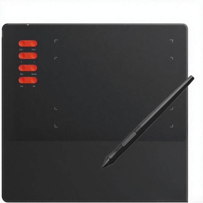 Vinsa Drawing Tablet: Black, 16384 Levels Pressure Sensitivity - Battery-Free Pen, Customizable Shortcuts, Ergonomic Slope Design for Digital Art, Teaching, Windows Mac Android Devices - Image 1