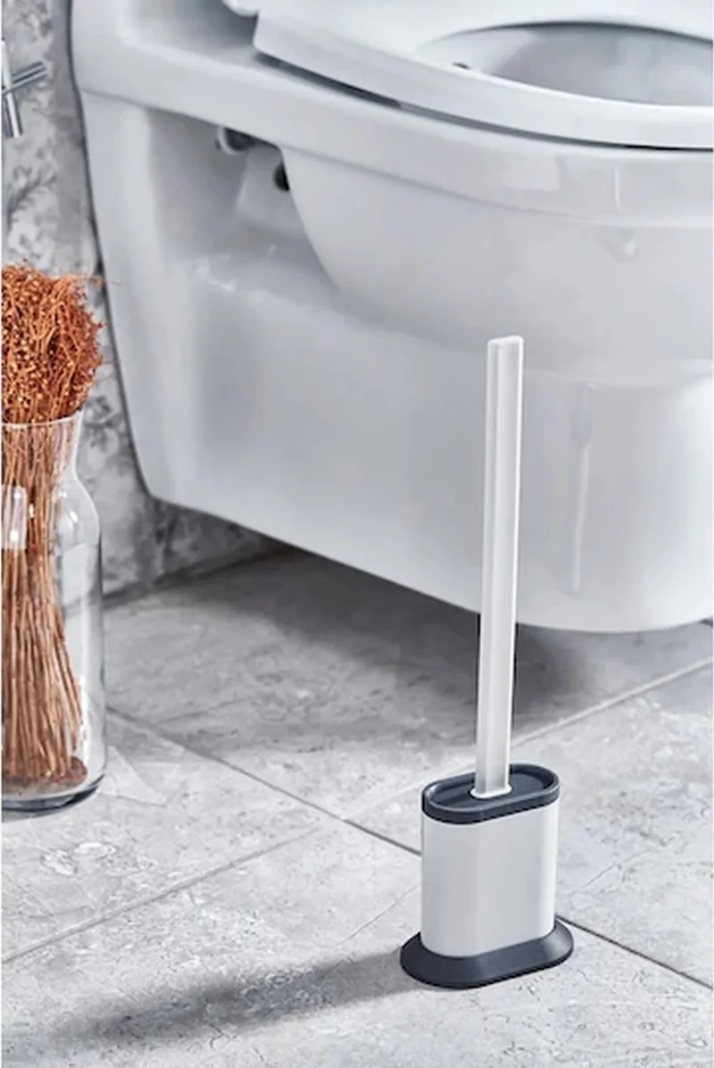 Hane216 Silicone Tip Toilet Brush Set - Toilet and Toilet Bowl Cleaning Brush