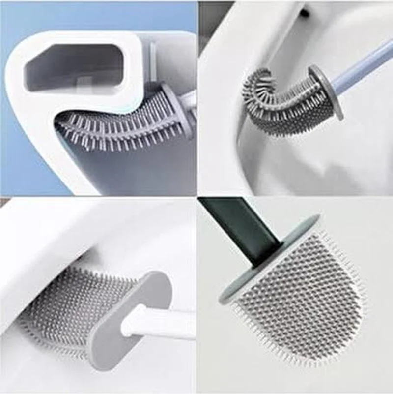 Hane216 Silicone Tip Toilet Brush Set - Toilet and Toilet Bowl Cleaning Brush
