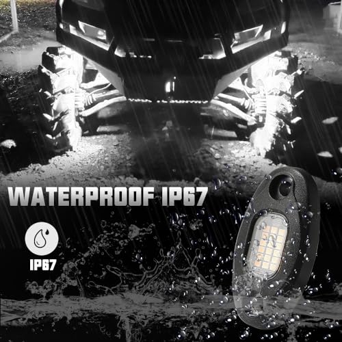 SUNPIE 12 Pods Quick Connect White Rock Lights, Aluminium Metal, 24 High Power Chips, 4M Extension Wires Each, 6000K Pure White, Mounting Pads, IP67 Waterproof, Fits for Trucks Trailer SUV ATV UTV - Image 5