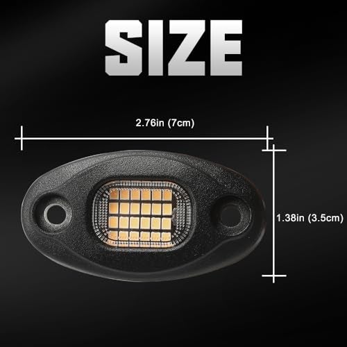 SUNPIE 12 Pods Quick Connect White Rock Lights, Aluminium Metal, 24 High Power Chips, 4M Extension Wires Each, 6000K Pure White, Mounting Pads, IP67 Waterproof, Fits for Trucks Trailer SUV ATV UTV - Image 4