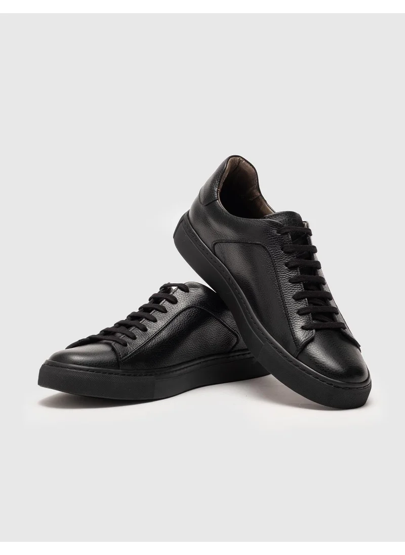 Cabani Leather Black Lace-Up Men's Sports Shoes