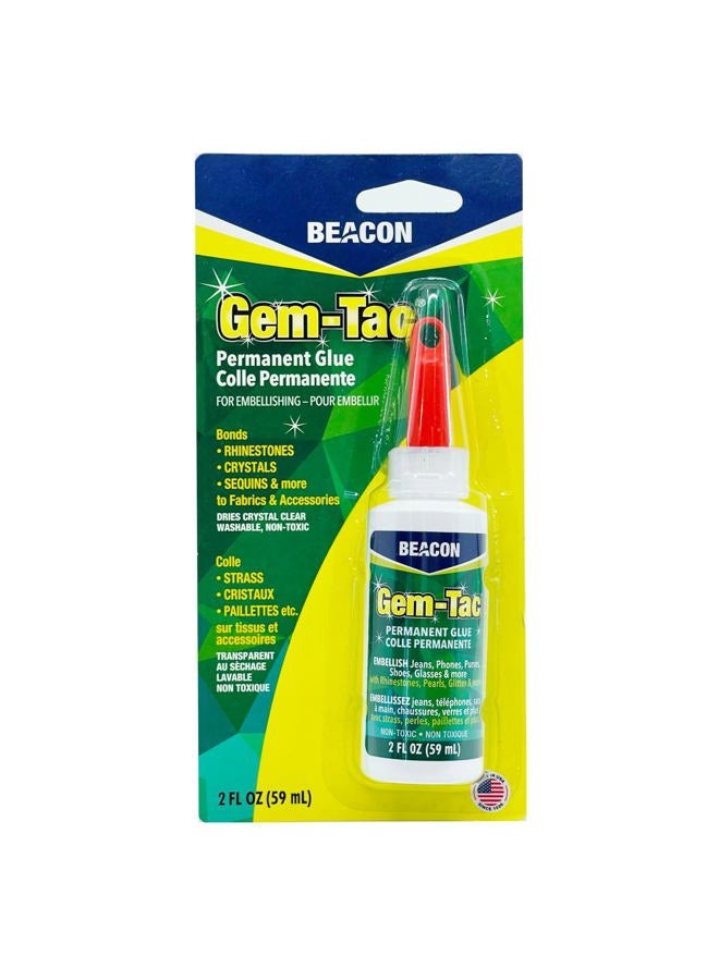 Beacon Gem-Tac Clear Adhesive Gem Glue - Strong Fabric Glue for Jeans & Jackets - Rhinestone glue, Glass Glue - Perfect Art Glue for Embellishing Shoes, Glasses, Gowns & Phones (59ml, 1 pack) - Image 2