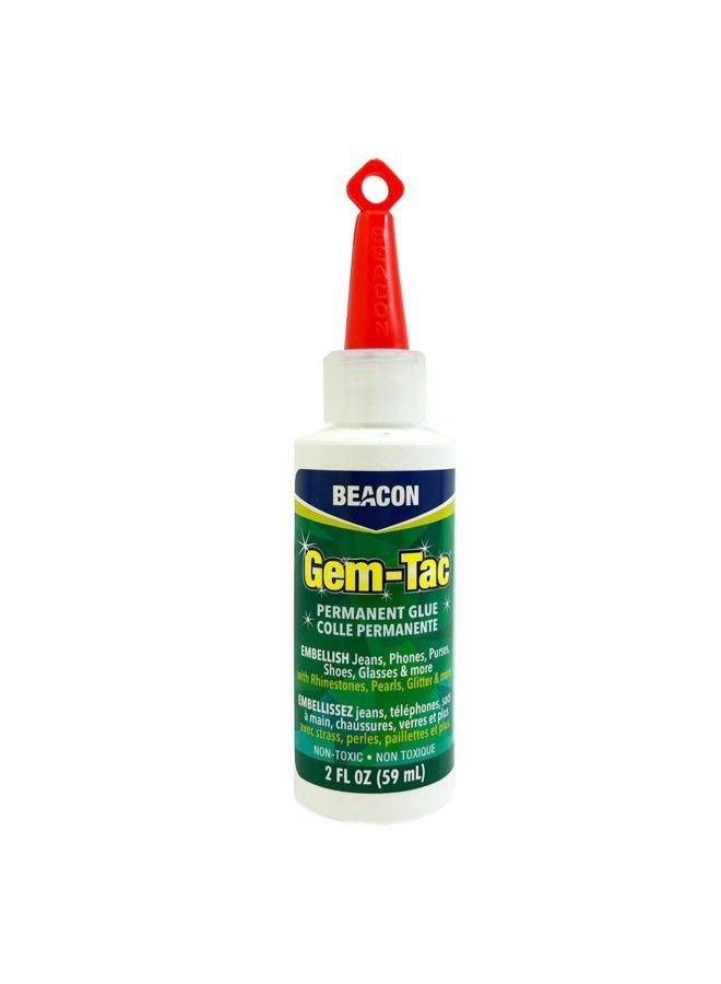 Beacon Gem-Tac Clear Adhesive Gem Glue - Strong Fabric Glue for Jeans & Jackets - Rhinestone glue, Glass Glue - Perfect Art Glue for Embellishing Shoes, Glasses, Gowns & Phones (59ml, 1 pack) - Image 1