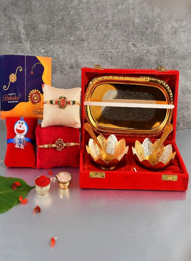 Yalambar هدية يالامبار راخي للأخ مع مجموعة هدايا راخي للأخ، أفضل هدية للأخ وزوجته + طقم أوعية - 5 قطع مع صندوق هدايا رائع + طقم راخي - 3 قطع + رولي تشاول + بطاقة راخي مجانية - YAL02-852 - Image 2