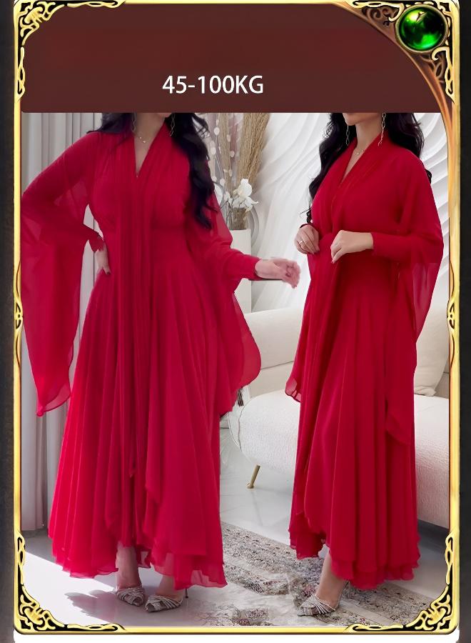 فستان كلاسيكي عصري أنيق بتأثير تنحيف الخصر البصري - Image 5