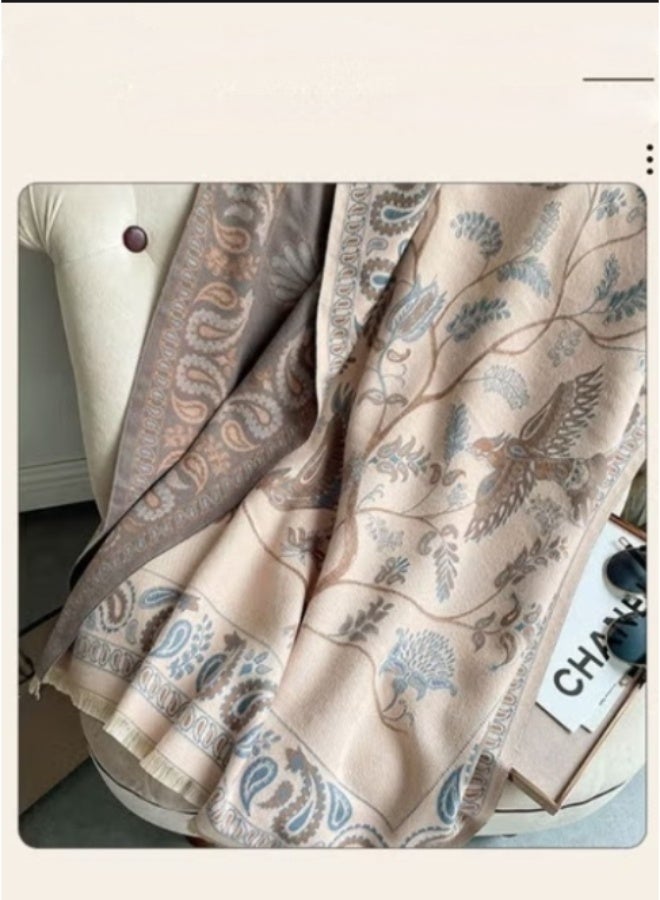 Two Tone Womens Shawl Wraps, 60 * 185cm Cashmere Shawl, Scarf Wrap for Evening Dress,  Winter Thick Warm Knitted Scarf Blanket, Front-Open Poncho Cape for Traveling, Wedding Party, Home, Office - Image 4