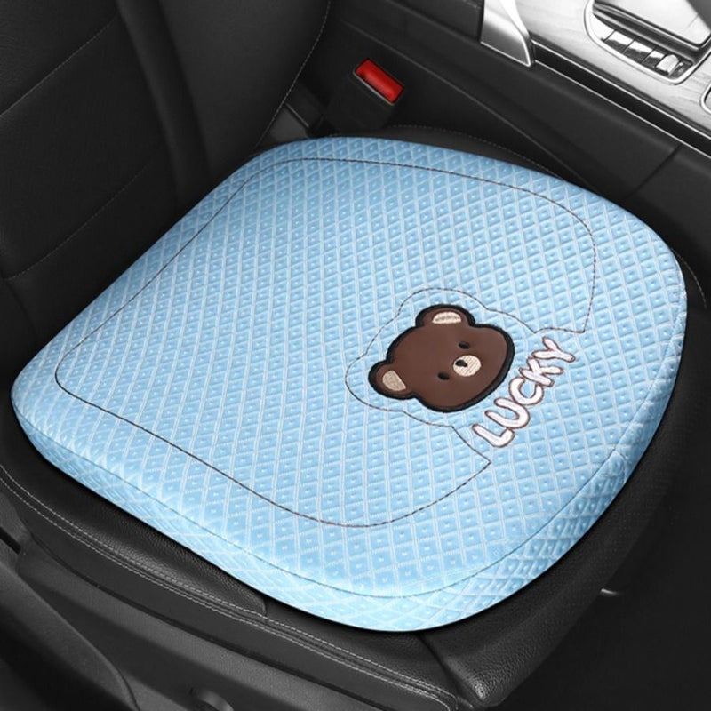 Blue Height Enhancing Pad 2pcs Summer Car Seat Cooler Cushion With Breathable Polyester Ergonomic Lumbar Support For Improved Posture And Airflow Non Slip Cooling Pad For Driving And Office Chair - Image 2