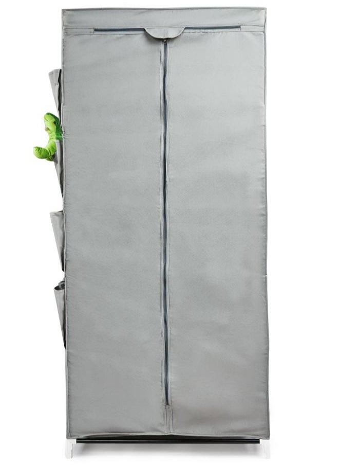 TTTP The Professionals Choice FOLDABLE NON-WOVEN WARDROBE WITH SHELF AND A HANGING BAR AND TWELVE SIDE POCKETS. SIZE 75X50X160 CM - GRAY COLOR  - Image 3