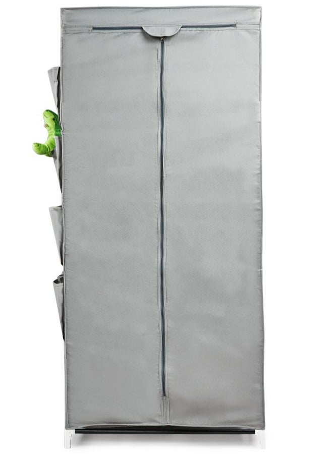 تى تى تى بى  ذا بروفيشنالز تشويس دولاب تخزين ملابس من هيكل معدنى و غطاء من القماش بتصميم قابل للطى من رف و حامل لتعليق الشماعات و عدد 12 جيب تخزين جانبى مقاس 75*50*160 سم لون رمادى - Image 3