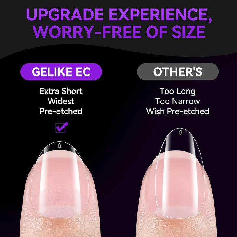 gelike ec Nail Tips Almond for Salon: Almond Short Soft Gel Nail Tips for Manicure 240 Pcs 18 Sizes - Image 2