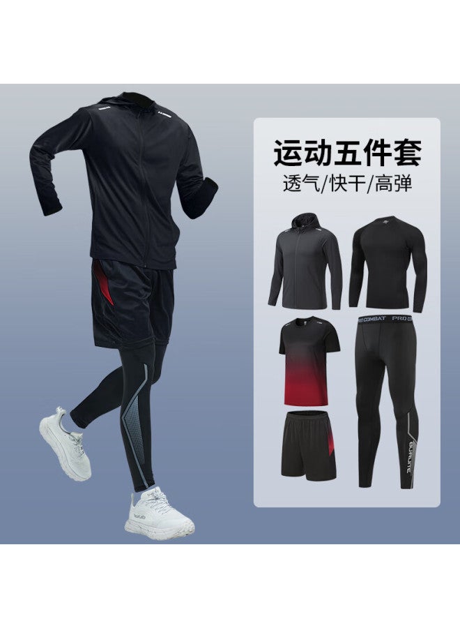 Buruite Running Sports Suit Men's Basketball Badminton Fitness Clothing Quick-drying Clothes High Elastic Training Morning Running Tight-fitting Clothes - Image 1
