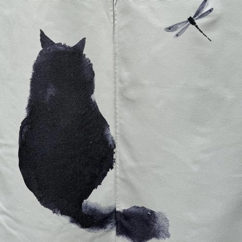 Ofat Home Design Japanese Ink Cat Black and White Noren Doorway Curtain Polyester Blend 33.5"x 59" Door Curtain for Kitchen Tapestry for Wall Hanging Decoration - Image 2