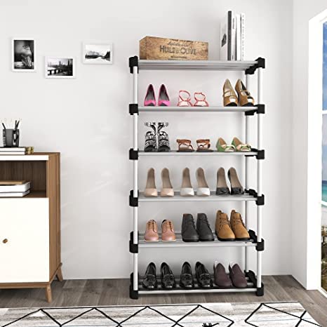 SIMSAN SIMSAN Premium Metal Stackable and Durable Easy to Assemble Space Saving Shoe Rack TL3 Black - Image 2