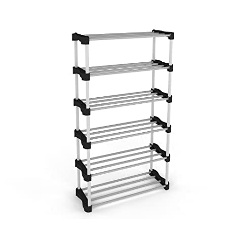 SIMSAN SIMSAN Premium Metal Stackable and Durable Easy to Assemble Space Saving Shoe Rack TL3 Black - Image 1