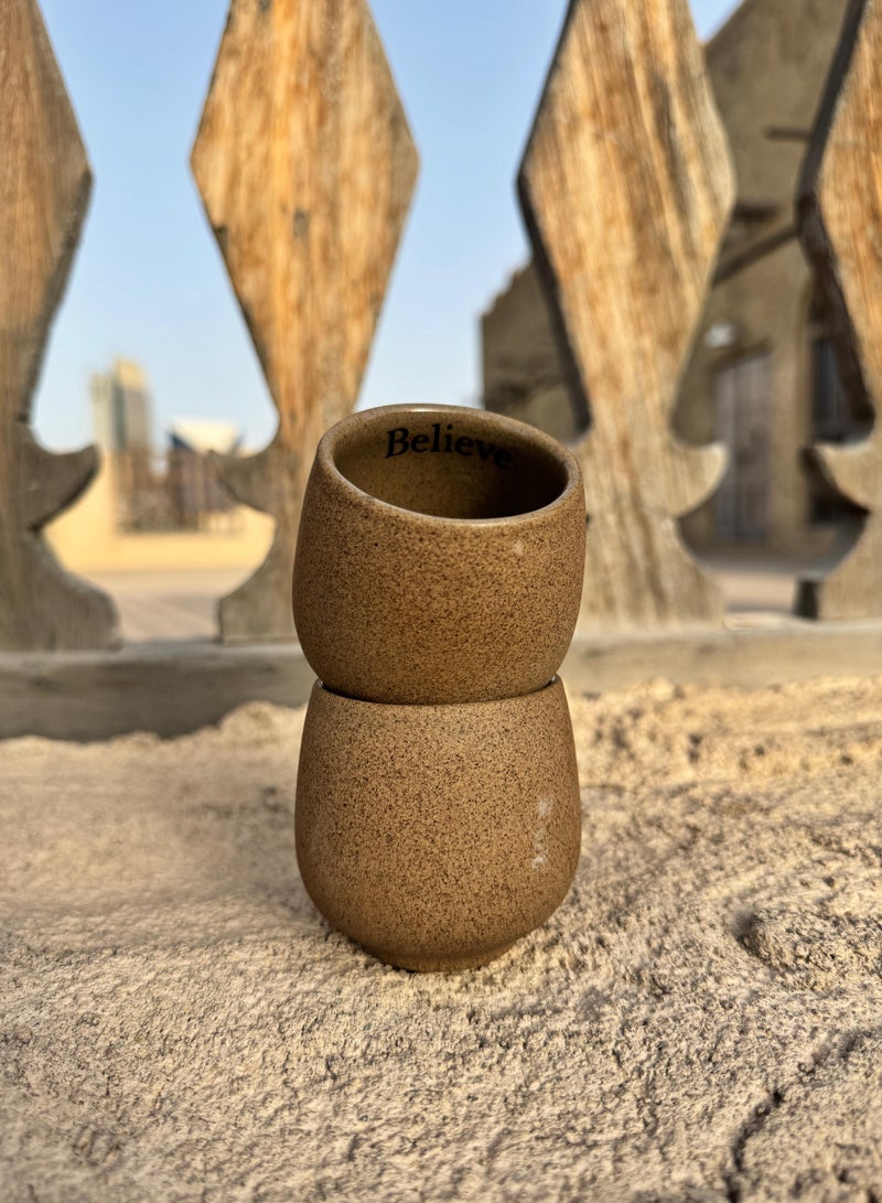 Tohfa Luxe Believe Clay Cup Set – Set of 4, 100ml Earth Brown Handmade Coffee & Tea Cups, Artisanal Drinkware, Gift & Home Décor - Image 3