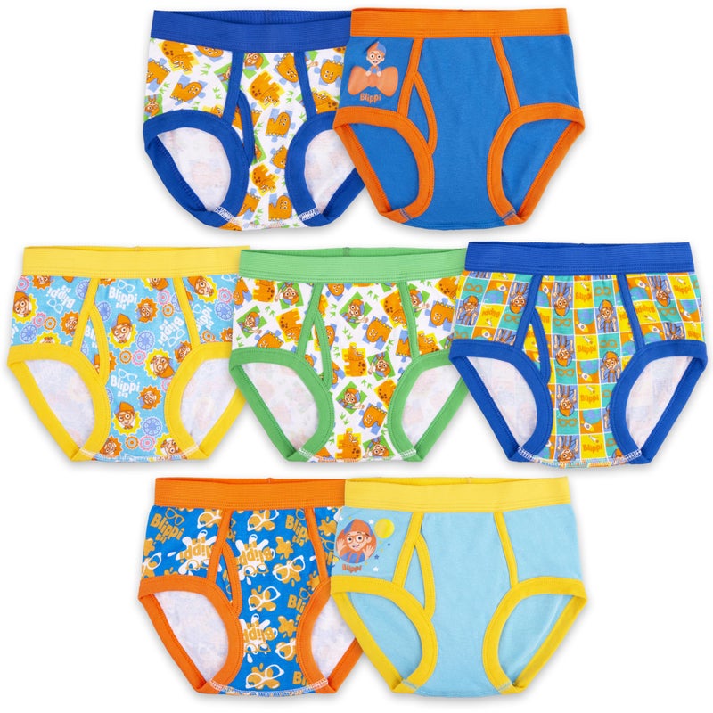 Blippi Blippi boys Blippi 7-pk and 10-pk Toddler Boys 100% Combed Cotton Underwear Briefs in Sizes 2/3t and 4t, Blippi 7boys, 2-3T  - Image 1