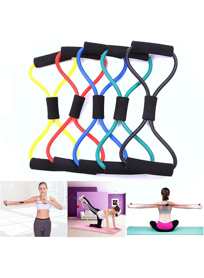 ULTIMAX Figure 8 Resistance Band Resistance Bands for Women 8 Shaped Resistance Band for Arms Chest Expander Yoga Gym Fitness Pulling Rope 8 Word Elastic Assorted Color - Image 1