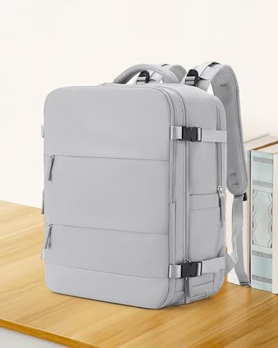 coowoz Large Travel Backpack Carry On for Women Man Gym Backpacks with Laptop Compartment Mochila de Viaje Teacher Personal Item Backpack Rucksack Airplane Accessories Must Haves Grey - Image 2