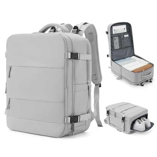 coowoz Large Travel Backpack Carry On for Women Man Gym Backpacks with Laptop Compartment Mochila de Viaje Teacher Personal Item Backpack Rucksack Airplane Accessories Must Haves Grey - Image 1
