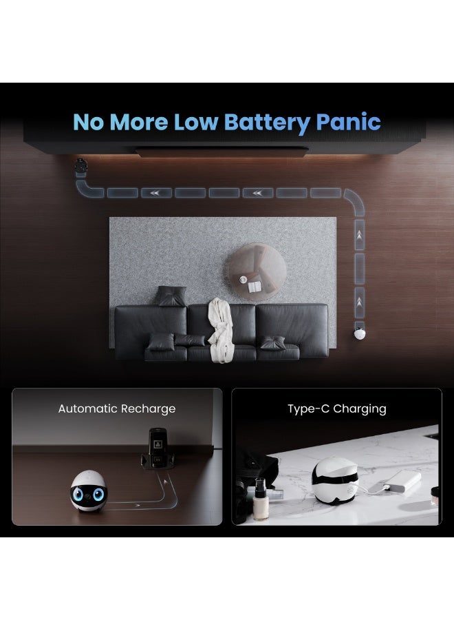 Enabot EBO Air 2 Plus Companion Robot 3K Home Camera Robot: Indoor Camera, Movable Robot Companion, 2-Way Video, AI Chat Mode, Auto-Recharge, Long Battery Life, Custom Facial Image, Night Vision - Image 3