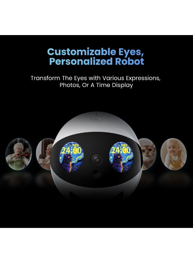 Enabot EBO Air 2 Plus Companion Robot 3K Home Camera Robot: Indoor Camera, Movable Robot Companion, 2-Way Video, AI Chat Mode, Auto-Recharge, Long Battery Life, Custom Facial Image, Night Vision - Image 2