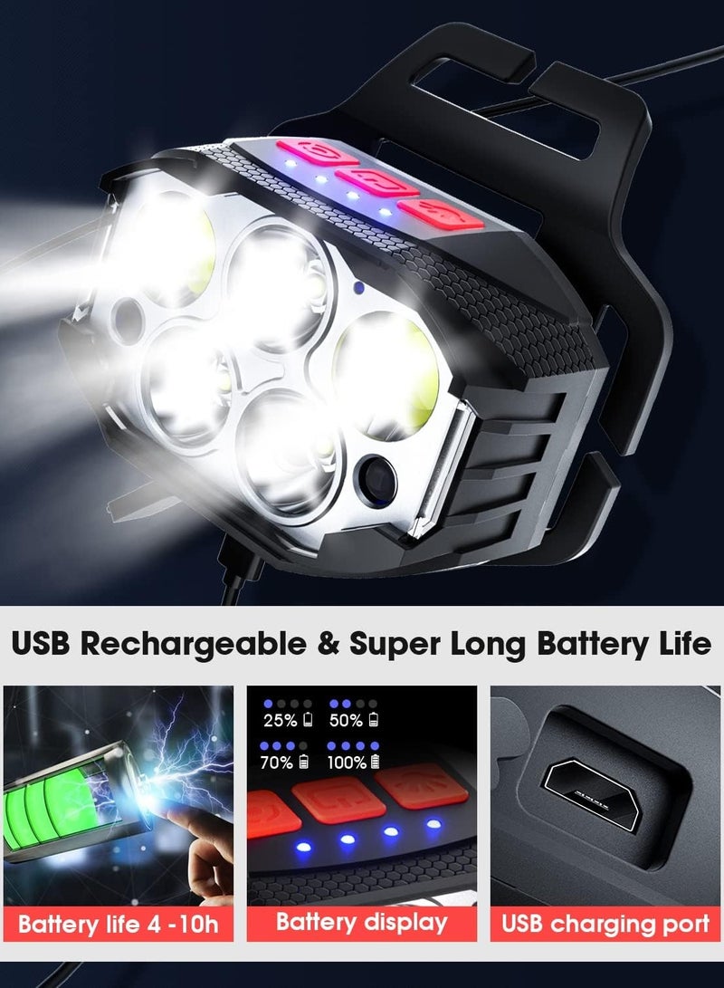 Head torch, rechargeable super bright red light 7 modes of head lighting, waterproof motion sensor, light suitable for adults outdoor hiking, camping, fishing - Image 5