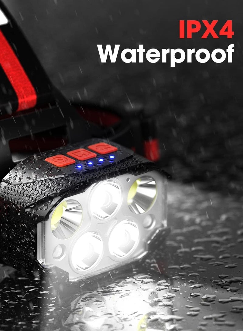 Head torch, rechargeable super bright red light 7 modes of head lighting, waterproof motion sensor, light suitable for adults outdoor hiking, camping, fishing - Image 4