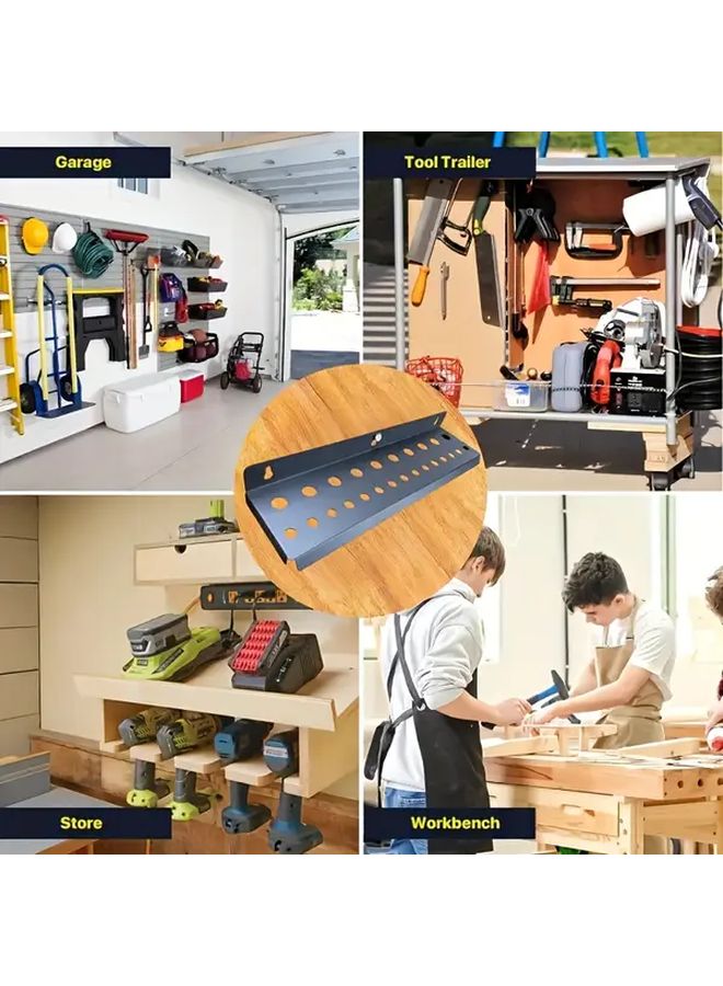 Black Heavy Duty Metal Tool Organizer Wall Mount Rack With Screwdriver Slots - Image 5