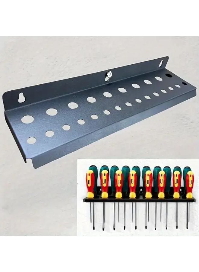 Black Heavy Duty Metal Tool Organizer Wall Mount Rack With Screwdriver Slots - Image 2