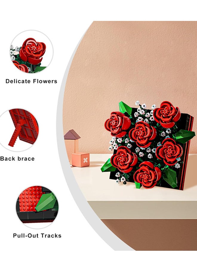 Rose Mini Flower DIY Plant Building Blocks for Kids and Adults,Floral Building Toys - 687 PCS Artificial Faux Flowers Set,Decor Toy Home Office Decor,Great Idea Gift  for Girls, Boys  - Image 4