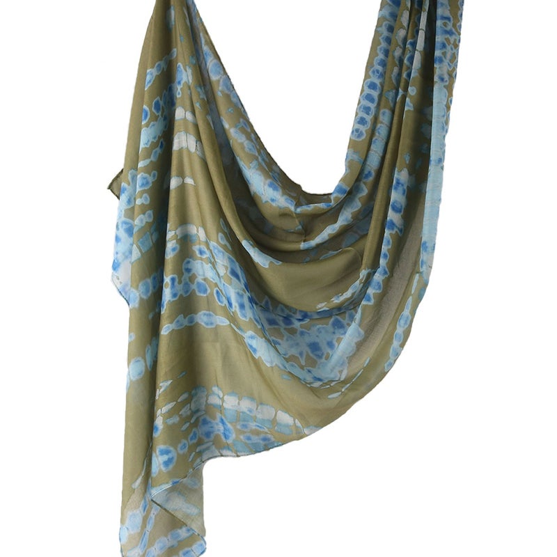 Best-Selling Watercolor Tie-Dye Cotton Scarf - Satin Polyester Long Wrap, Turkish Headscarf