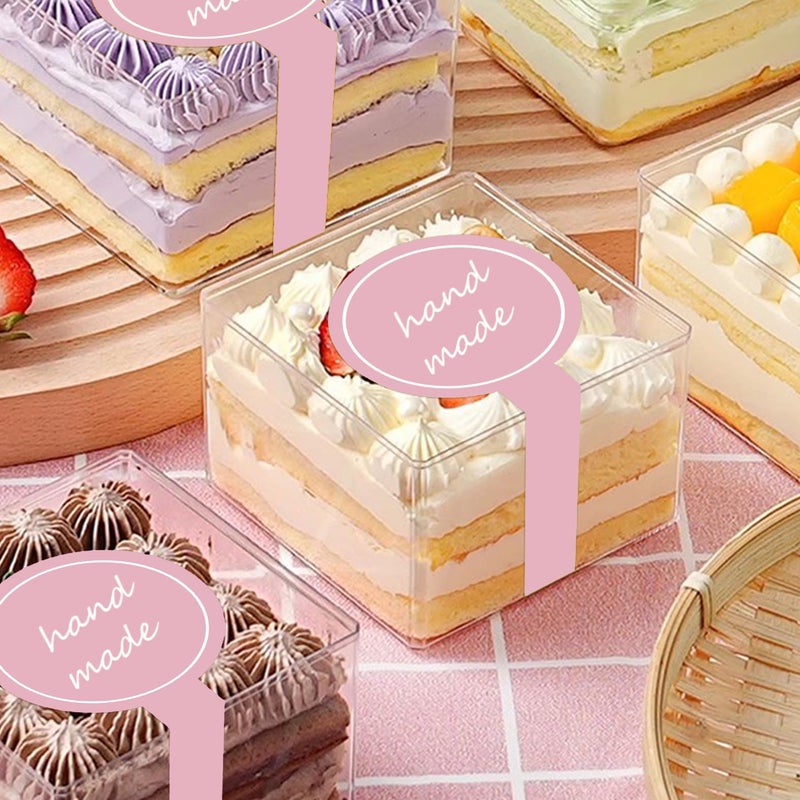ARKLOID 300pcs Pink Handmade Food Baking Label Stickers for Baked Goods Packaging (StyleC) - Image 3