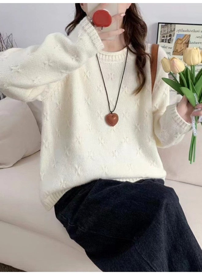 Leyuan Autumn Winter New Arrival High-end Embroidered Round Neck Thick Knitted Sweater Women's Lazy Fit Pullover - Image 5