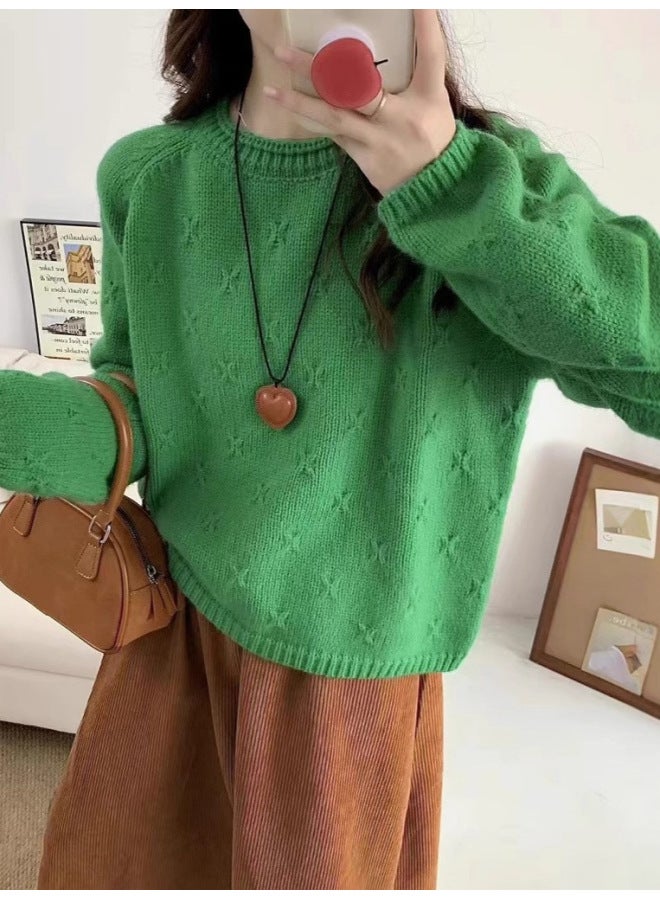 Leyuan Autumn Winter New Arrival High-end Embroidered Round Neck Thick Knitted Sweater Women's Lazy Fit Pullover - Image 2