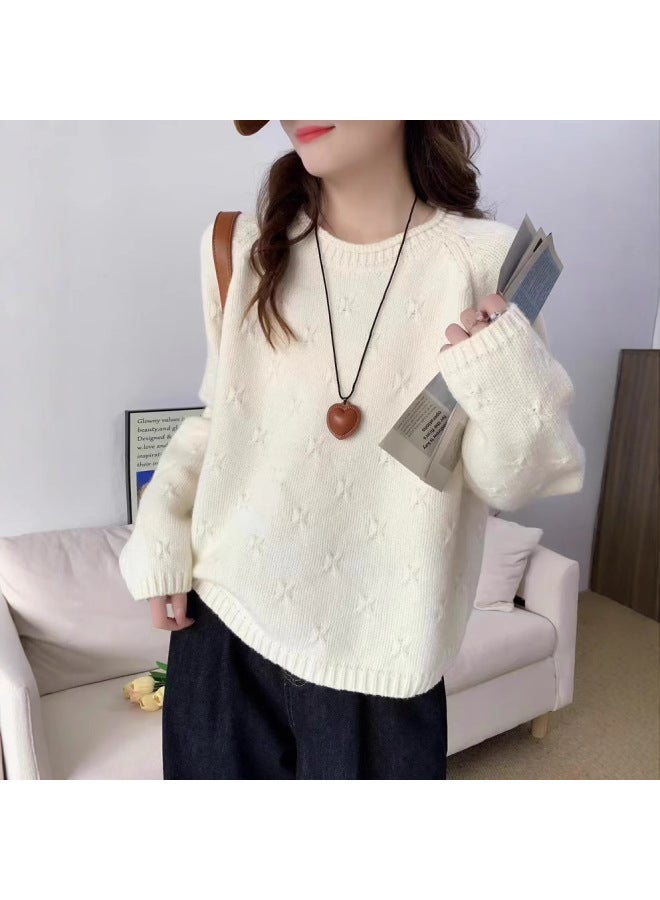 Leyuan Autumn Winter New Arrival High-end Embroidered Round Neck Thick Knitted Sweater Women's Lazy Fit Pullover - Image 1