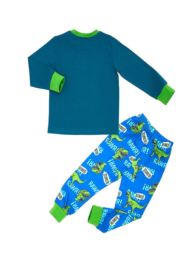 babyqlo T-Rex Attack Glow-in-the-Dark Cotton Pajama Set for Boys  - Image 3