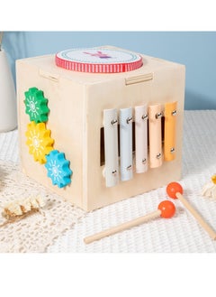 M MIAOYAN Children's educational multifunctional music box, baby Montessori early education wooden piano and drum infant music table toys, Montessori toys, wooden activity cube sensory toys  - Image 1