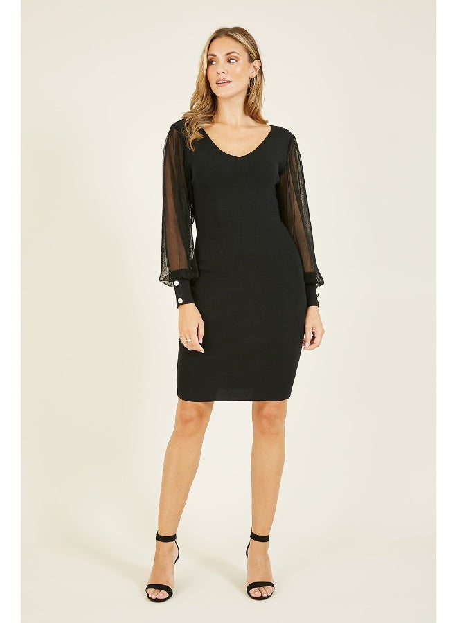 يامي فستان ضيق بأكمام شفافة - Image 1