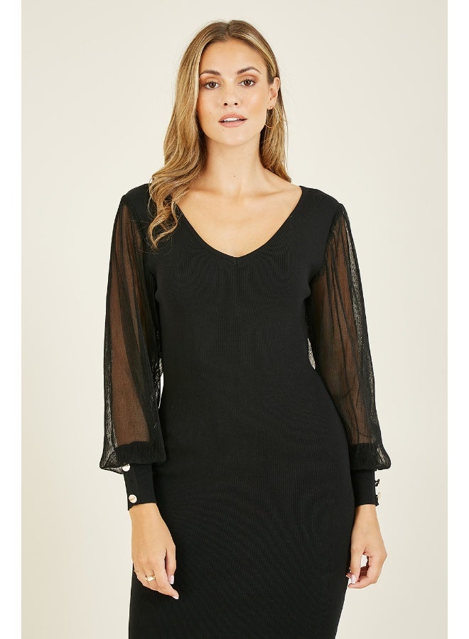 يامي فستان ضيق بأكمام شفافة - Image 2