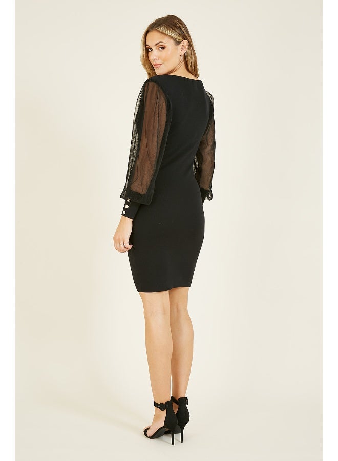 يامي فستان ضيق بأكمام شفافة - Image 3