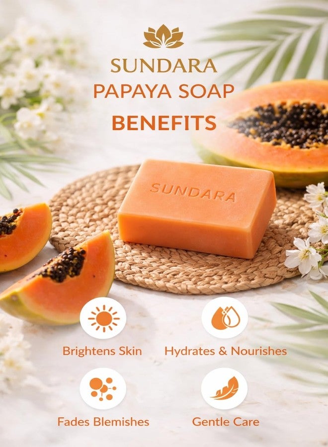 SUNDARA Papaya Soap, Cold Process Handmade Herbal Bars for Glowing and Fresh Skin, No Harsh Chemicals, Pack of 3 - Image 4