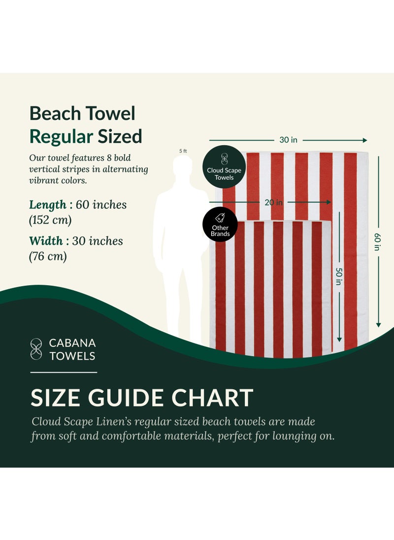 Cloud Scape Linen Cabana Stripe Beach Towel Set Pack of 2, Oversized Soft Cotton Towel, Perfect for Beach ,30x60, Red  - Image 5