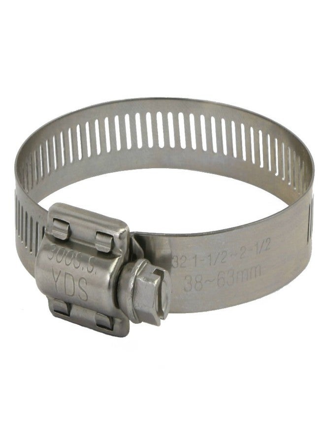 YDS SAE #32 Hose Clamp Stainless Steel 1-½ inch - 2-½ inch with High Torque, Worm Drive, ½ inch Band (Pack of 10) - Image 1