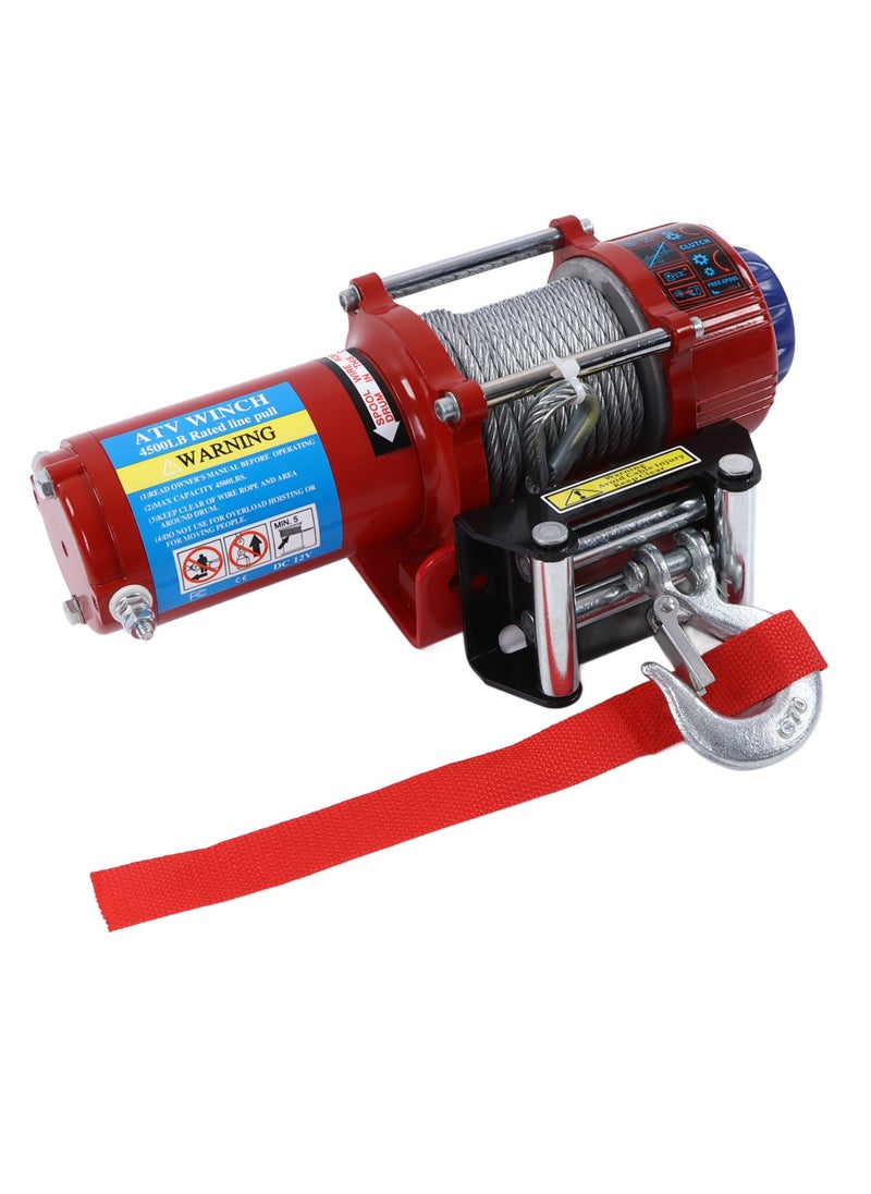Generic Winch Kit 4500lb/2041kg 12VDC with Roller Fairlead Mount Plate Hook Screws Nuts Red Ribbon  - Image 2