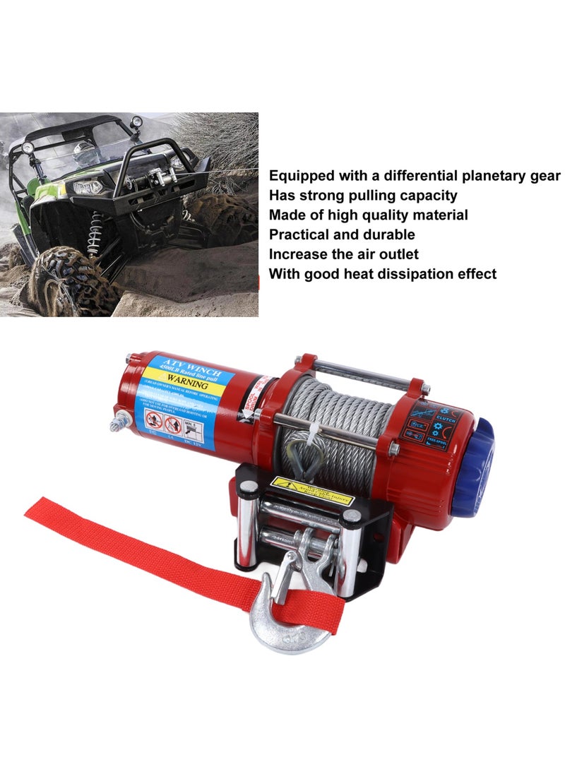 Generic Winch Kit 4500lb/2041kg 12VDC with Roller Fairlead Mount Plate Hook Screws Nuts Red Ribbon  - Image 5