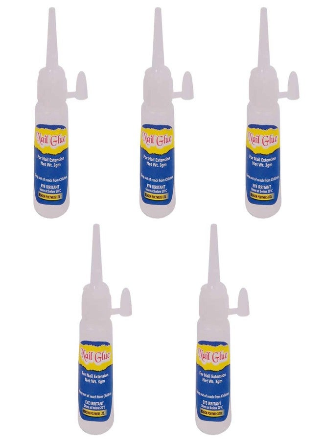 FStyler Nail Glue Super Strong Adhesive For Professional Nail Art Extension (Pack of 5) (White)