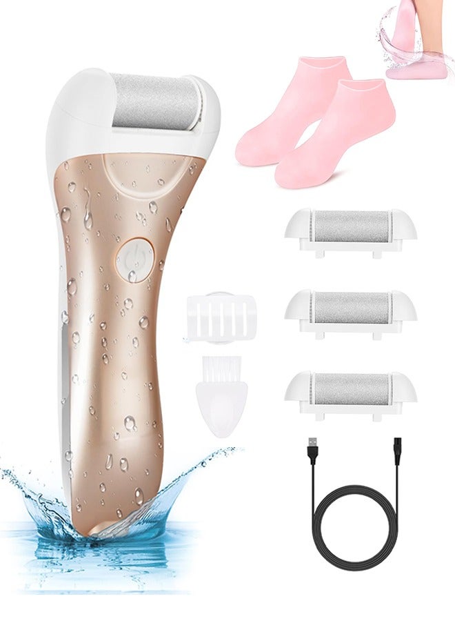 Generic Callus Remover with Moisturizing Socks for Feet, Electric Foot File Callus Removers Rechargeable Waterproof Pedicure Tools Foot Scrubber Shaver Feet Care Tool for Cracked Heels Dead Skin - Image 1